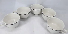 5 NO DATE HOMER LAUGHLIN BEST CHINA BLACK STRIPE COFFEE CUPS, 1 CHIP, 1 CRACKED