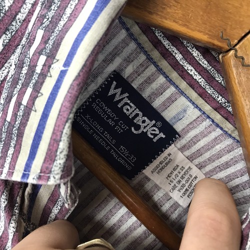 Vintage Wrangler Cowboy Cut Regular Fit 15 1/2 - 33 LS Button Down Aztec Trippy - Picture 5 of 7