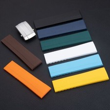 22mm 24mm Silicone Rubber Strap Fold Buckle Fits Breitling Navitimer Avenger