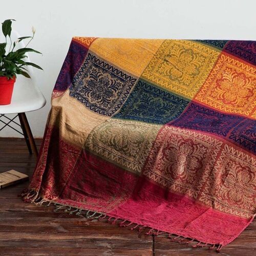 Chenille Boho Throw Blanket Reversible Tassel Sofa Bed Couch Table Dust Cover - Picture 7 of 14