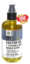 Pure Skin Solutions 100% USP Pure Castor Oil + Vitamin E & Arnica Blend 8 fl oz