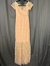 Unbranded All Over Lace Faux Wrap Maxi Dress Womens S Pink Fairycore Dainty