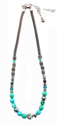 NWT Brighton SOHO Turquoise Native Blue Bead Silver Short Necklace MSRP $70 - Picture 3 of 3