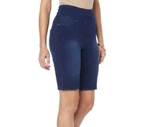 DG2 by Diane Gilman Comfort Waist Knit Flex Bermuda Short Midtone Blue Size - S
