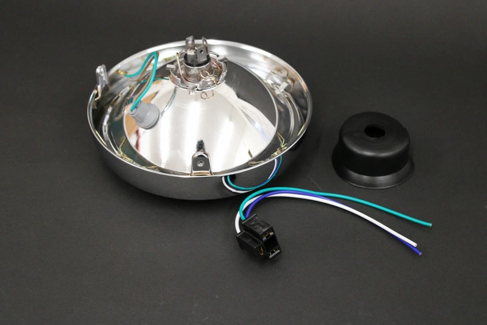 Farol KAWASAKI KH 250 KH vidro cromado aro refector D6-05 - Imagem 2 de 3