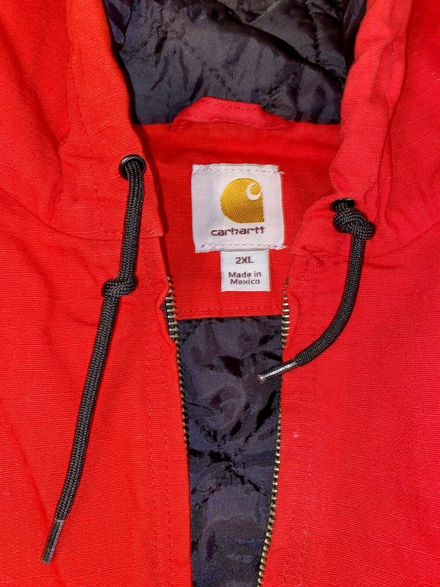 Rare Carhartt Mens XXL Hooded Jacket Coat Work Red 14806 Rare Carhartt Mens XXL Hooded Jacket Coat Work Red 14806