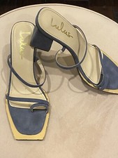 Lulus Brand Jillo Blue Suede Block High Heel Sandals Size 6.5