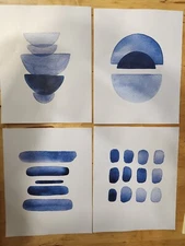Abstract Art Wall Decor unframed set of 4 prints new 20x25 cm  8"x10"