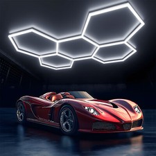 5x Hexagon LED Lampe Werkstatt Garage Wand De...