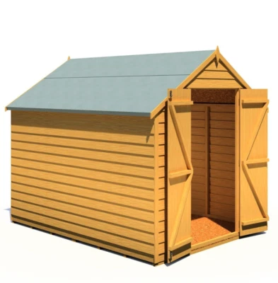 DIRECT GARDEN BUILDINGS 8x6 WOODEN GARDEN SHED APEX WINDOWLESS DOUBLE DOOR WOOD TOOL BIKE STORE 8ft 6ft