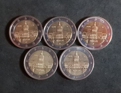 5x 2€ Euro-Gedenkmünzen Berlin Hauptstadt 2018 ADFGJ komplett alle Prägestätten - Bild 1 von 2