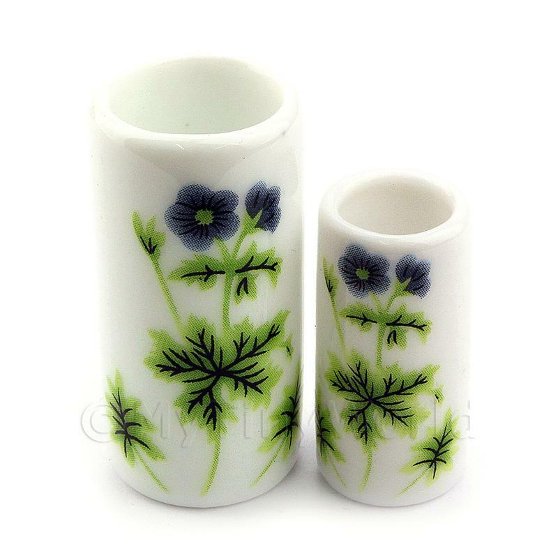 Mini Ceramic Umbrella & Walking Stick Stand with Green Floral Design