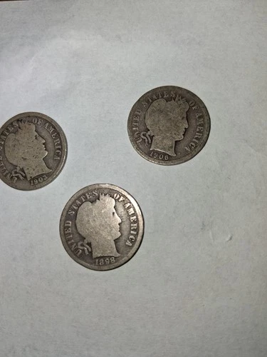 3 BARBER DIMES 1898, 1903, 1906 lot 4