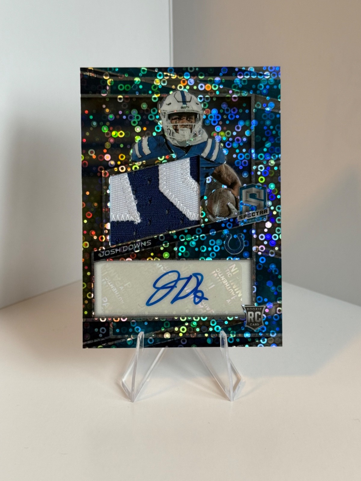 Panini 2023 Spectra Josh Downs Neon Blue Prizm RPA /50 Colts #221