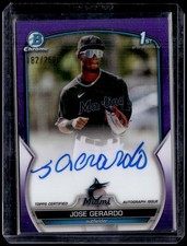 2023 Bowman Chrome Jose Gerardo Prospect Autographs Purple Refractor /250