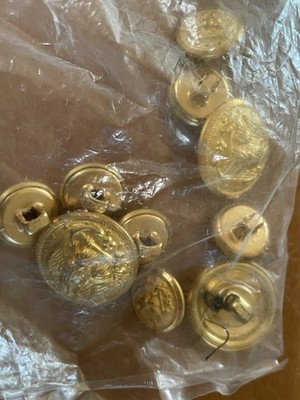 U.S. Navy Eagle Anchor Uniform Buttons Lot Gold Tone Button 2 Sizes Lot Of 10