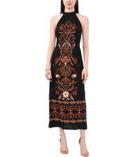 Vince Camuto Womens Printed Maxi Dress, Black, Large