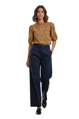 NWT J. McLaughlin Amal Long Bottoms Navy Linen Cotton Wide Leg Pants Size 4