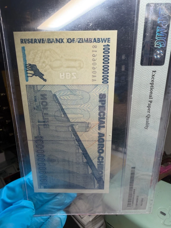 PMG Zimbabwe 100 Billion Dollars Special Agro Cheque 2008, 66 EPQ, GEM UNC - Image 2 of 4