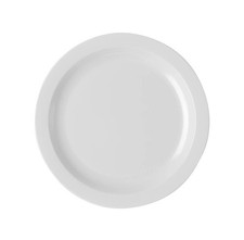 Cambro 10CWNR148 Camwear 10" White Narrow Rim Polycarbonate Plate 48 Per Case