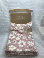 NEW Pink White Floral Baby Blanket Security Lovey Fuzzy Plush Warm  Cozy NEW