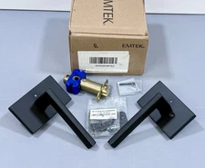 Emtek Helios Right Handed Privacy Door Lever Set in Flat Black - 5212HLOUS19RH