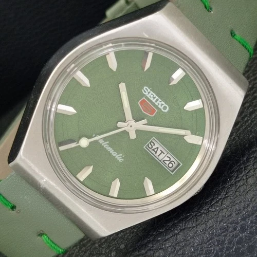 SEIKO 5 AUTOMATIC VINTAGE JAPAN 6309A MENS GREEN COLOR DIAL WATCH a701335-1