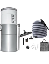 OVO Heavy Duty 700W Central Vacuum System - Silver/White, 35 L (OVO-700ST-35H)