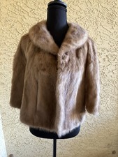 Vintage BELMAN Diamond Mink Fur Romantic Shawl Wrap Mob Wife Small Maple Honey