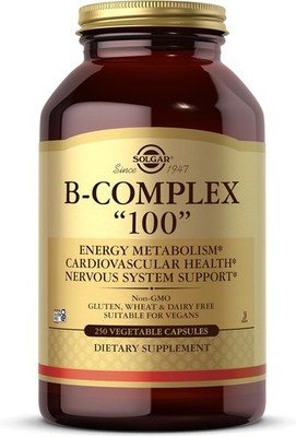 Solgar B-Complex ''100'', 250 Vegetable Capsules - 250 Count (Pack of 1) 