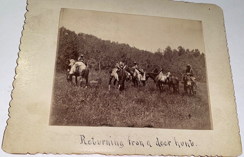 Rare Antique Western American Deer Hunters Horseback Cabinet Card Photo! Hunting