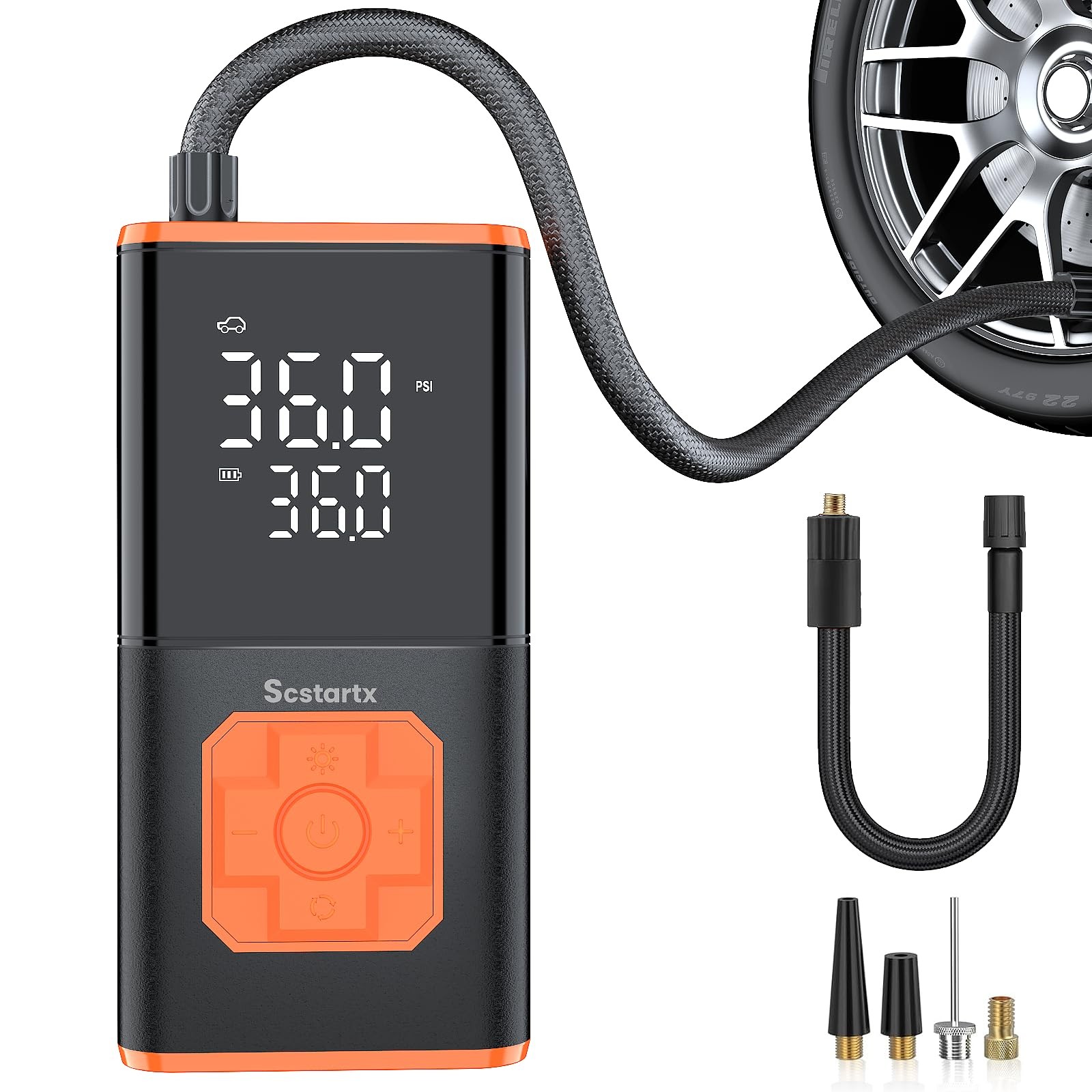 Car Tire Inflator Portable Air Compressor, 150 PSI Cordless Mini Bike Tire Pu...