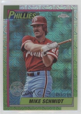 2025 Series 1 1990 Topps Chrome Silver Pack Aqua Refractor Mike Schmidt HOF 1l9b