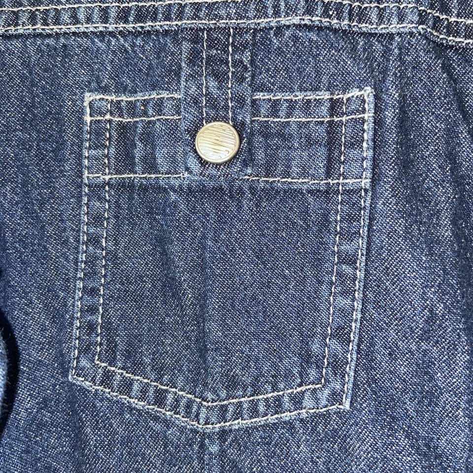 Levi's Strauss Denim Long Sleeve Shirt Youth SZ XL 14 16 Western Dark Blue - Image 3 of 4