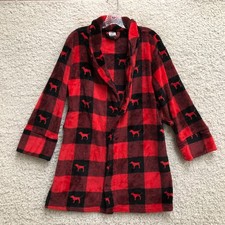 PINK Victorias Secret Robe Extra Small Adult Red Buffalo Plaid Sleepwear Womens