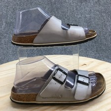 Birkenstock Sandals Womens 37 Gray Leather Arizona Two Strap Comfort Slip On