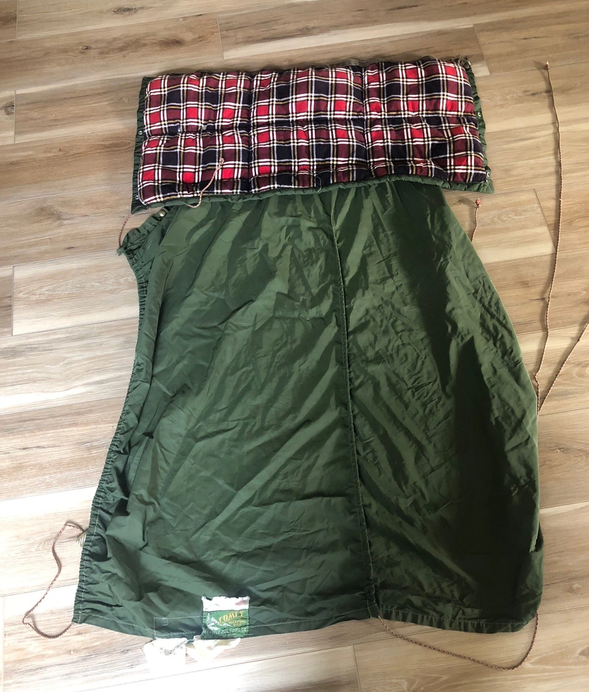 Vintage Comfy Seattle Quilt MFG Co. Sleeping Bag Snap-on Pillow and Head Cover A