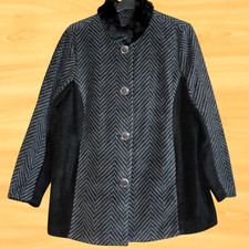 £85 BOB MACKIE SIZE 18 BLACK GREY FLEECE THICK FUR COLLAR JACKET WINTER COAT