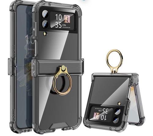 Case Galaxy Z Flip 4 w/transparent hinge protection Flip 4 5G (2022) black color