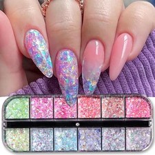 12 Colors Mermaid Nail Art Glitter Sequins Holographic nail sequins-8