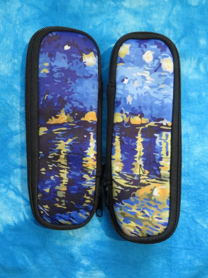 Artist Van Gogh Painting Night Visions Zip Close Neoprene Small Pen Pencil Case - Image 2 of 4