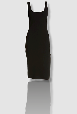 vince square neck midi dress Vince Square Neck Wool-Blend Midi Dress Small / Black