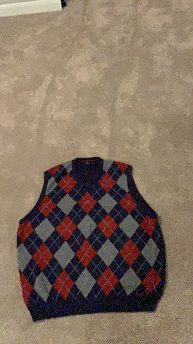 BUTCHER PRODUCTS Argyle Vest サイズ42 Argyle Golf Sweater Vest | White/Lime/Red | Mens