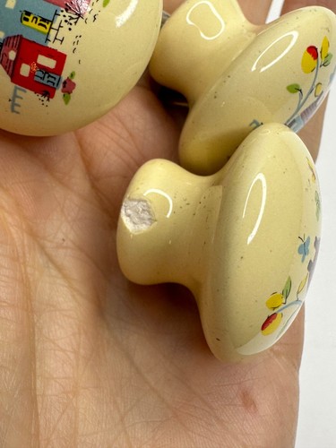 Ceramic Drawer Knobs Cottage Houses Trees Butterfly Cabinet Made Japan Boho - Picture 6 of 6