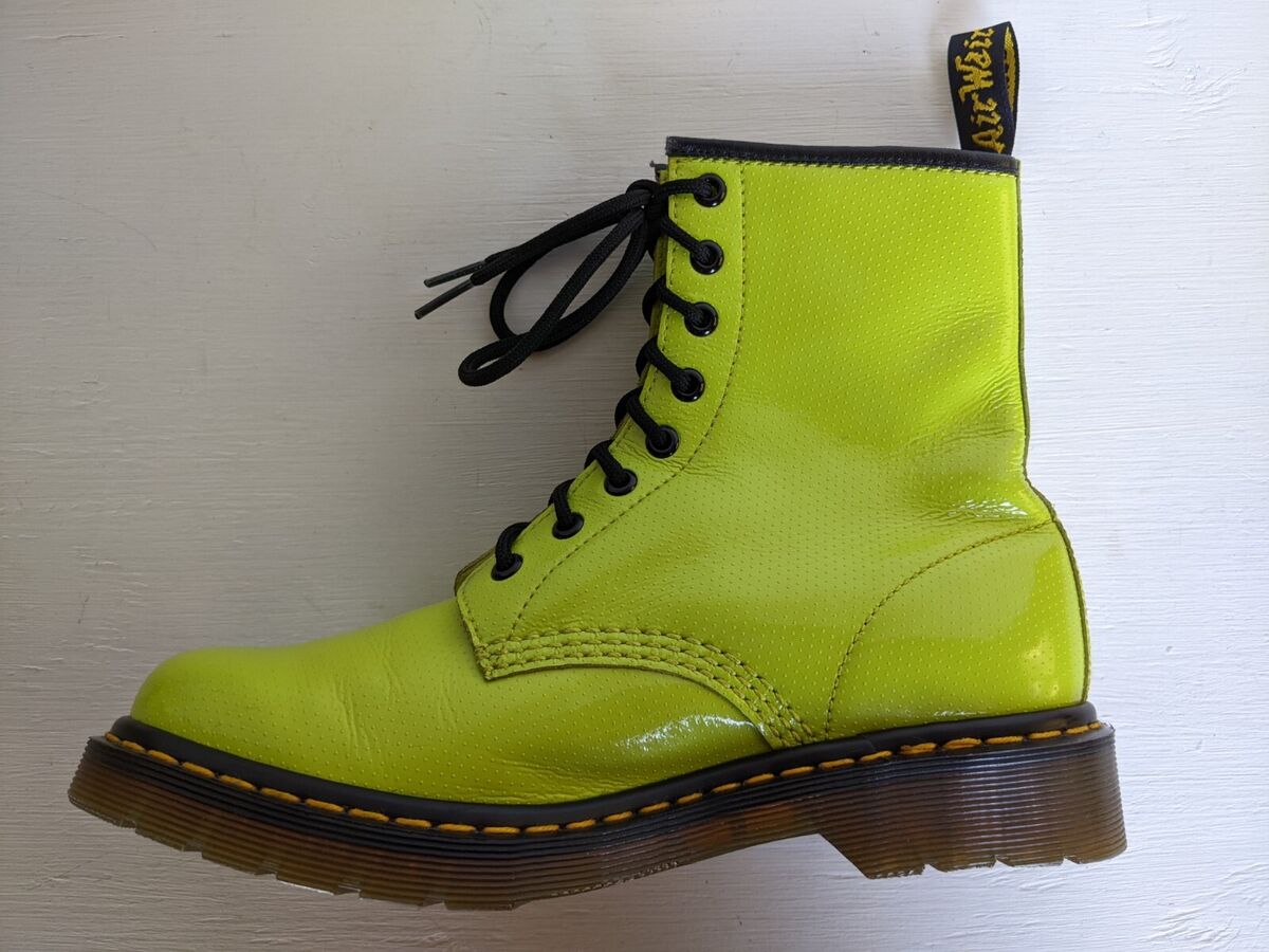 DR. MARTENS NEON LIME GREEN QQ DOT TEXTURED PATENT LEATHER DR. MARTENS NEON LIME GREEN QQ DOT TEXTURED PATENT LEATHER