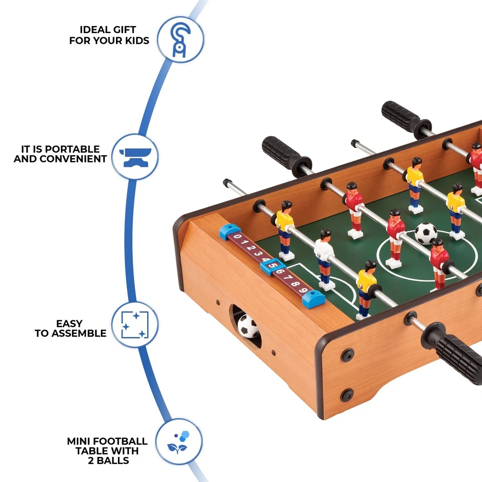 Wooden Mini Foosball Table Top Football Soccer Game Set Kids Family Desktop ToyO - Image 4 of 4