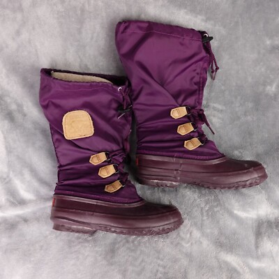 SOREL Purple Freestyle Tall Lace Up Winter Snow Lion Boots Women s Size 6