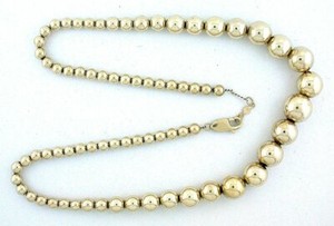 Authentic Graduated 5mm To 12mm Round Gold Plated Round Ball Sterling Choker 17" Necklace