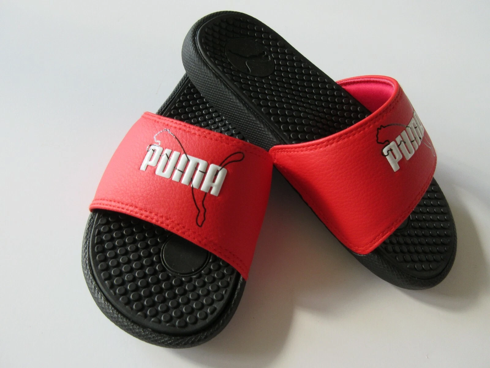 Infradito Puma Cool Cat Youth casual da spiaggia rosso nero bianco logo Puma nuovo con etichette