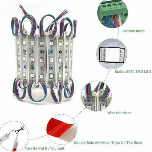 Super Bright IP65 Waterproof 5050 SMD 3 LED Module Light Sign Strip Lamp DC 12V - Picture 3 of 52